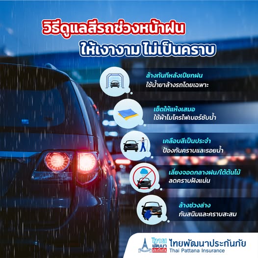 วิธีดูแลสีรถช่วงหน้าฝน ให้เงางาม ไม่เป็นคราบ